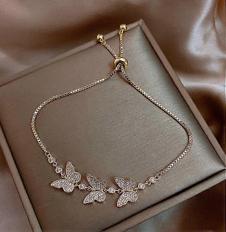 Love Gift, Butterfly Bracelet for Women, Adjustable Elegant Cubic Zirconia Butterfly Charm Bracelets, Mother's Day Graduation Jewellry Gifts