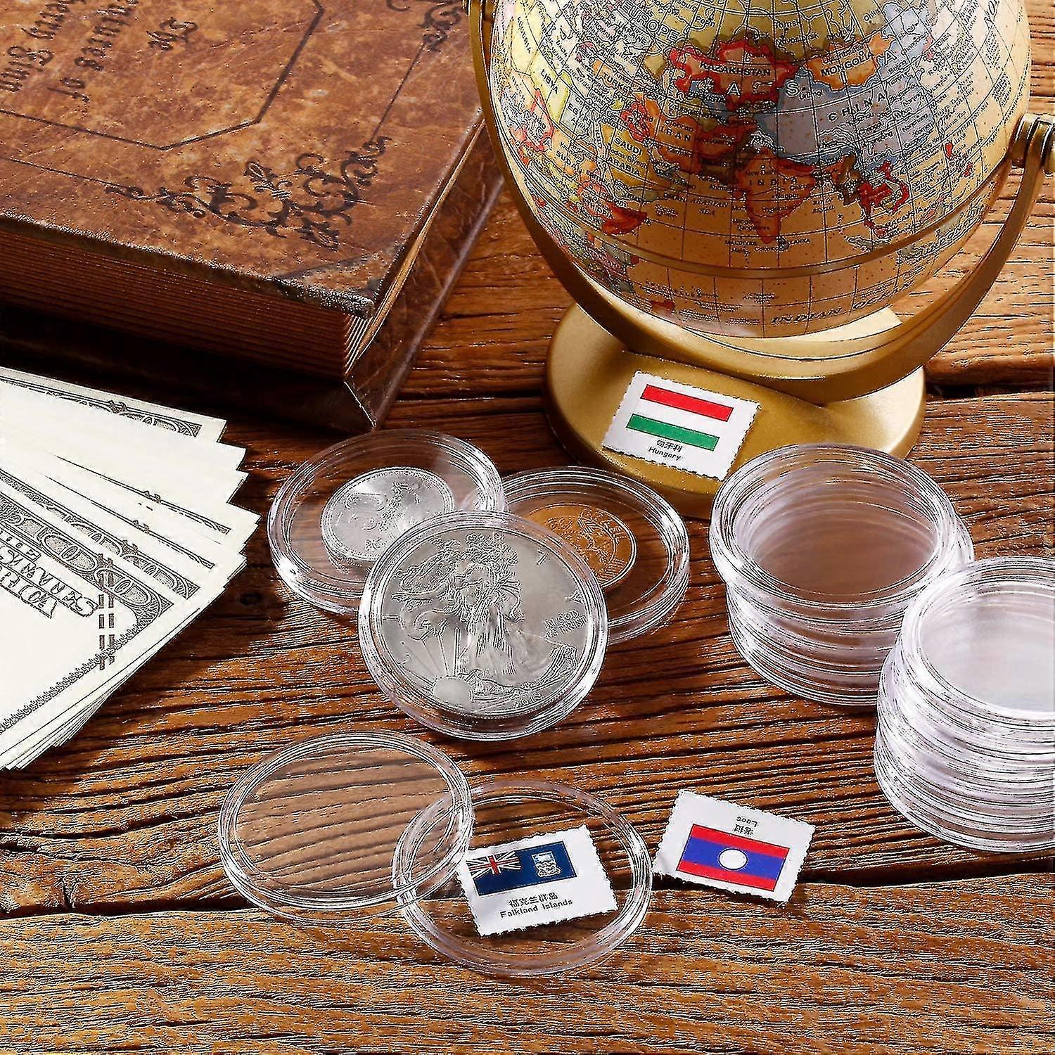 40 Mm Coin Capsules Coin Case Coin Holder Storage Container Storage Organizer Box For Coin Collection Supplies (60 Pieces)