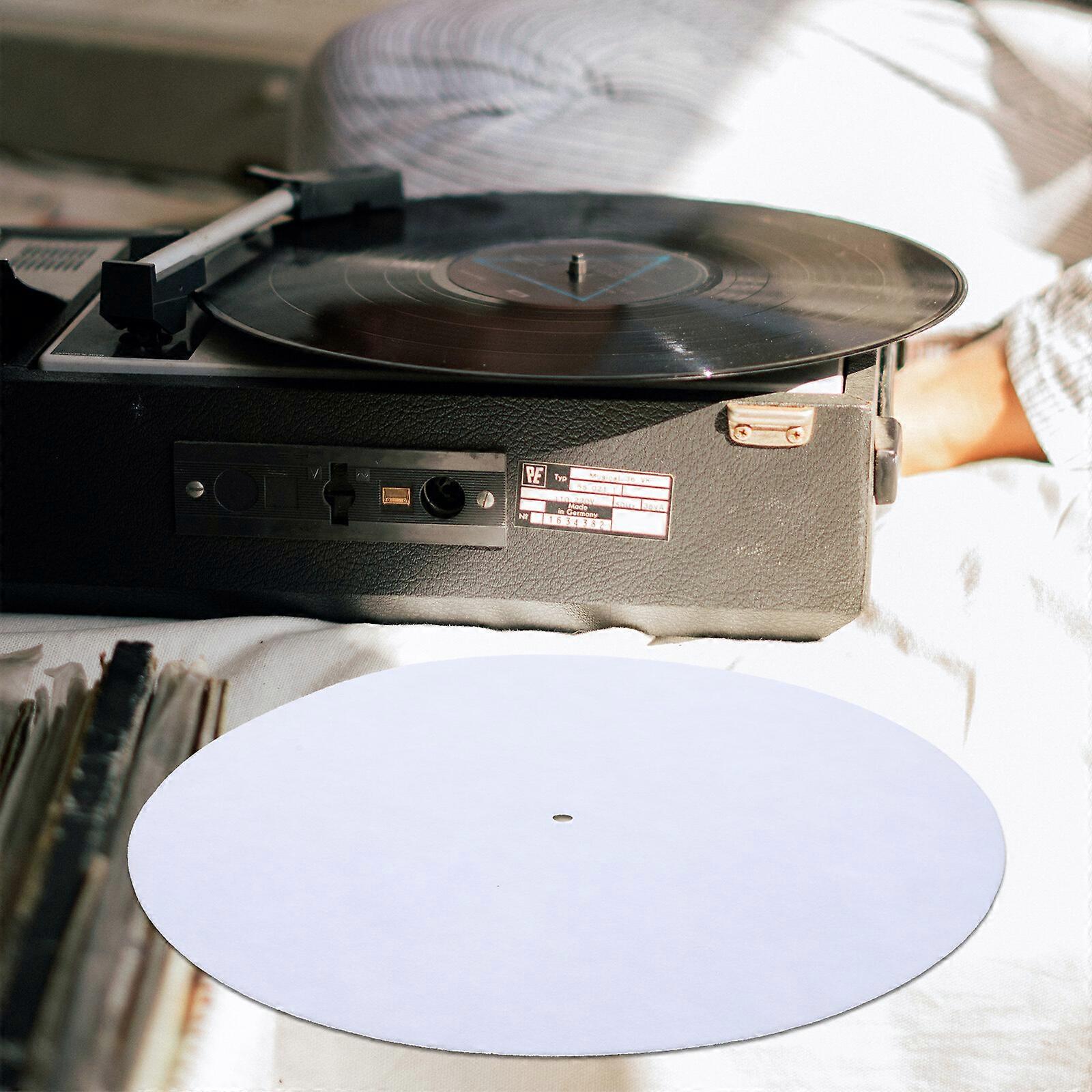 Turntable Platter Mat Pad Anti-static Record Players Mat Anti-vibration Wool Mat(White)