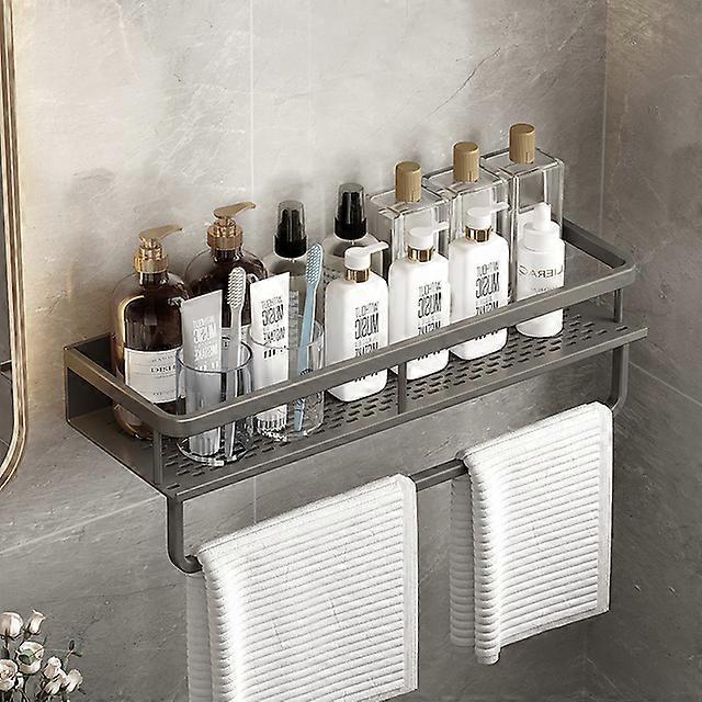 Bathroom Accessory Accessories Shelf Organizer Shower Storage Rack Gray Wall Mounted Space Aluminum Toilet Shampoo Holder Shelves 30-50CM