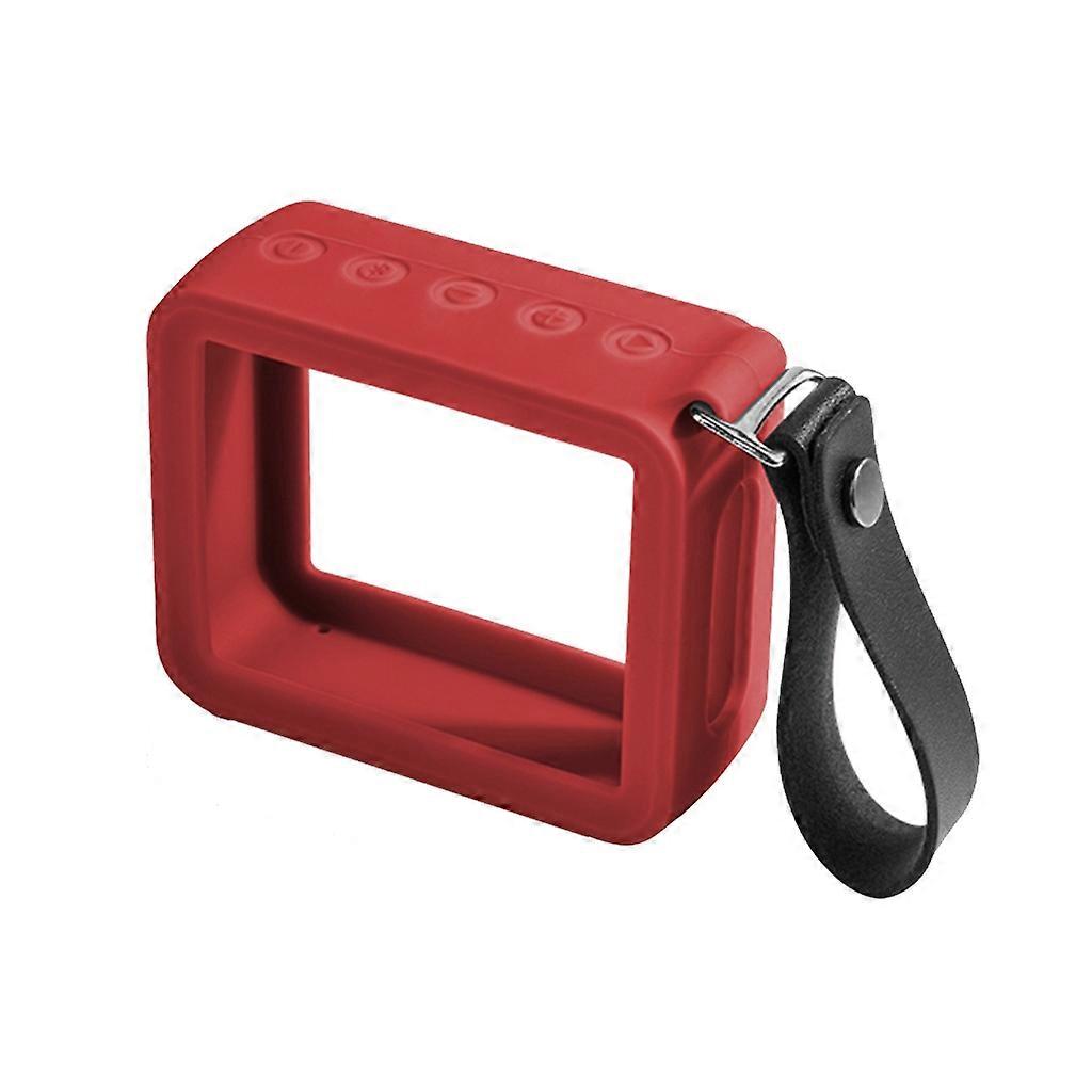 Portable Silicone Case Carrying Storage Bag with Convenient PU Strap for JBL GO 2 Speaker for Travel Home Office