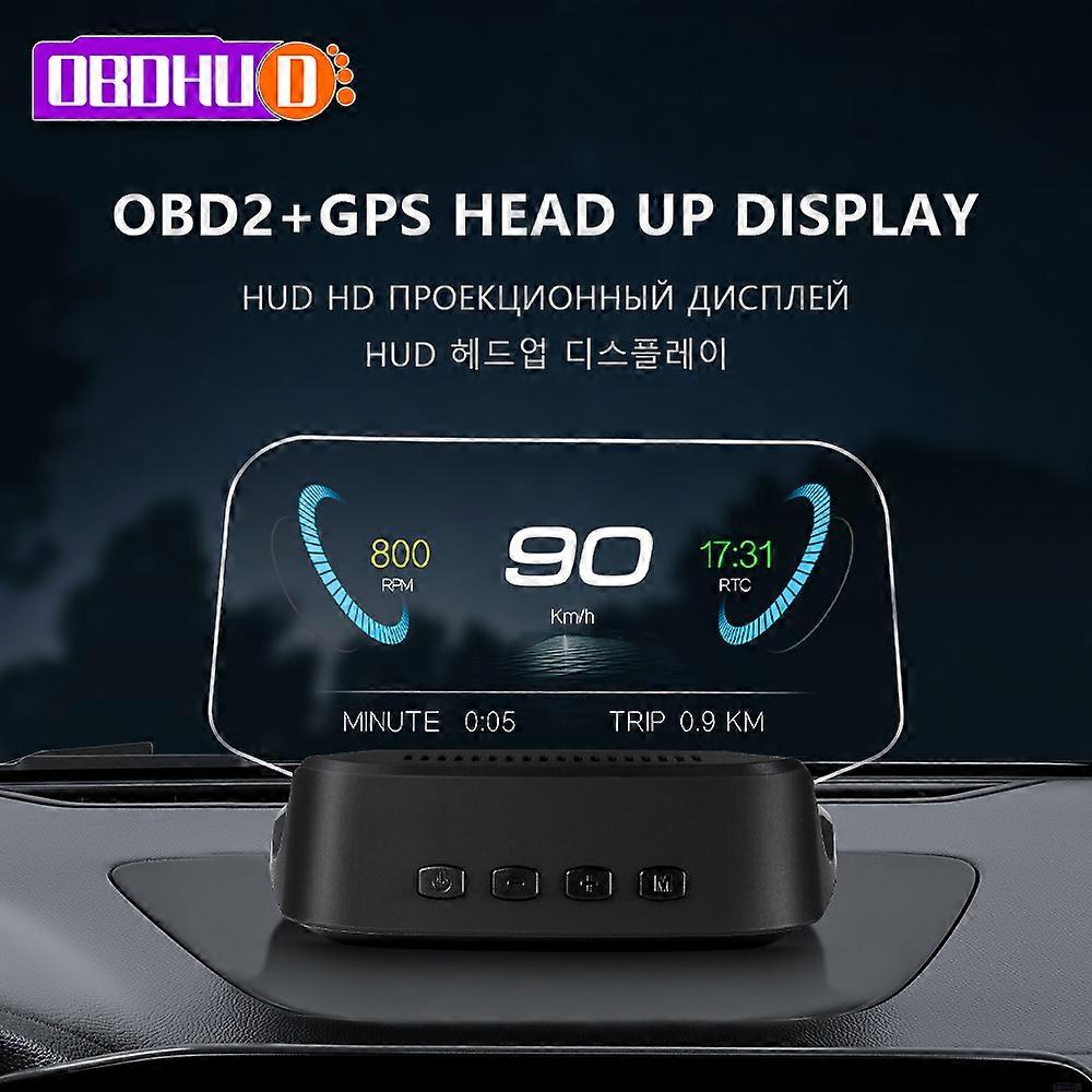OBDHUD C2 OBD2 HUD GPS Digital Speedometer Navigation Projector Smart Over Speed Warning Head Up Display Car Accessories