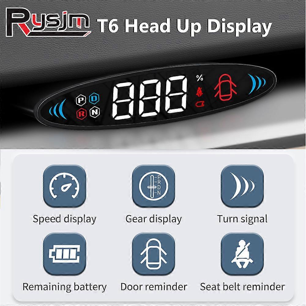 Speed Air Code meter T6 HUD Speedometer Head-up Display HUD Speed Turn Signal Power Safe Convenient Driving for Tesla Model 3 Y