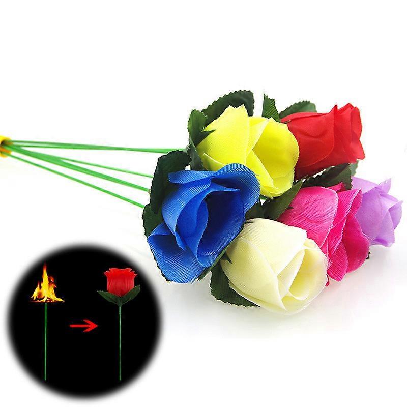 6PCS Torch to Rose Fire Magic Trick Flame Appearing Flower