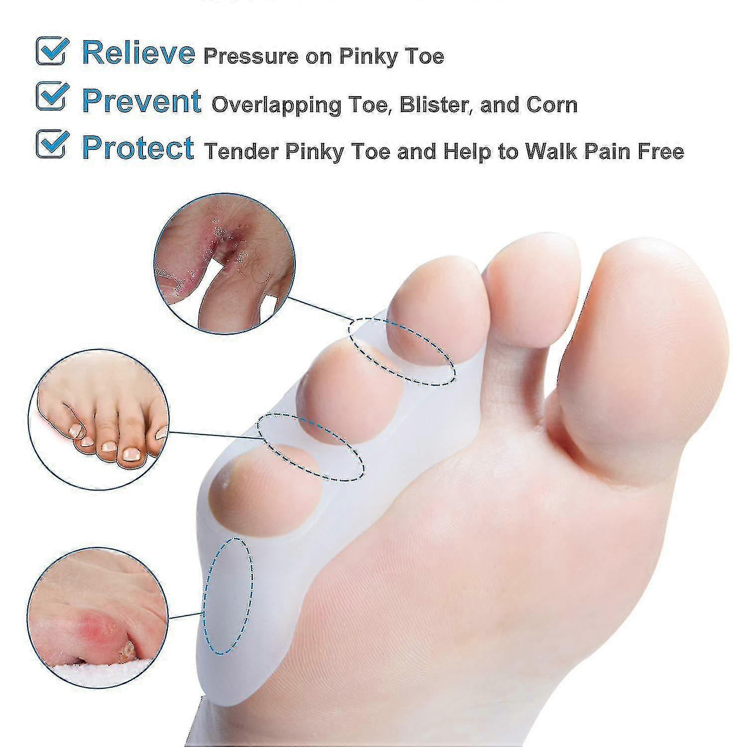 Little Toe Separator For Correcting Overlapping Toes, Gel Toe Separator For Little Toe Separation And Protection 4pcs