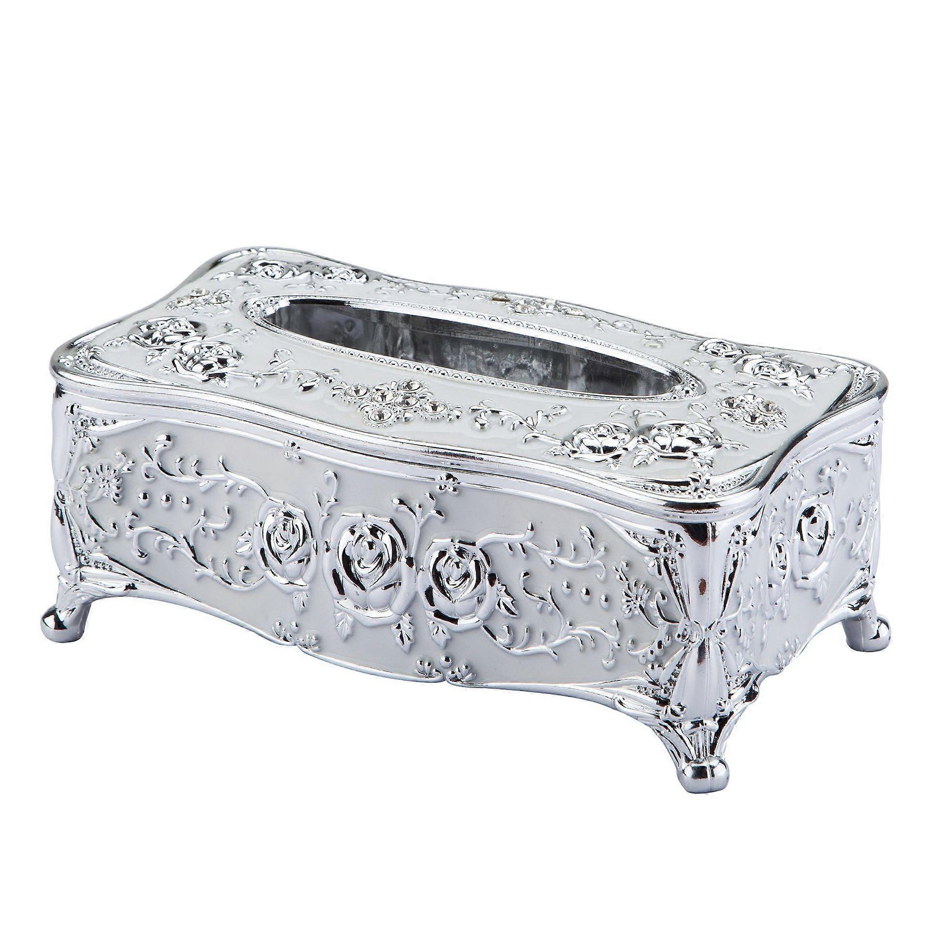 Tissue Holder Rectangular Tissue Box Creative Exquisite Design For Home Office Car (1PcsSliver)
