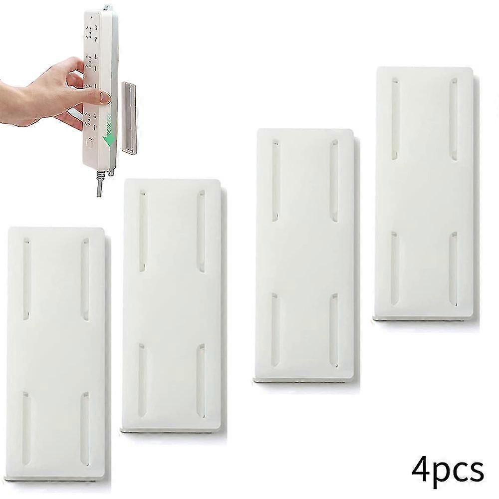 4 stk selvklæbende Desktop Socket Fixer, hulfri vægmonteret Power Strip Holder, Desktop monterbar beslag stativ gaver