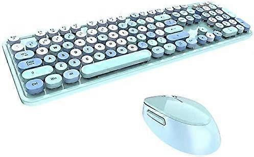 Wireless Keyboard and Mouse Combo Full-Sized 104-Key Cute Round Keycaps Keyboard