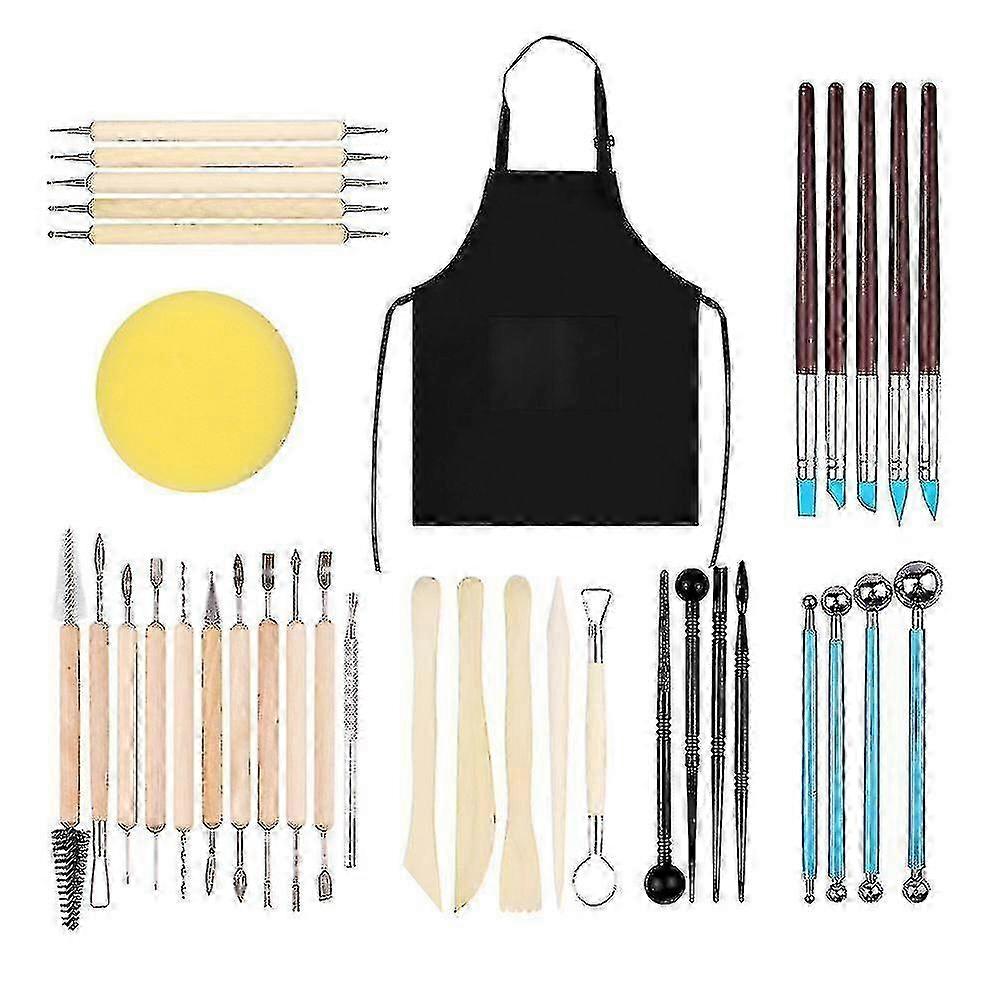 37pcs Polymer Clay Tools Modeling Clay Sculpting Tools Kits For Pottery Sculpture Wooden Dotting Tools