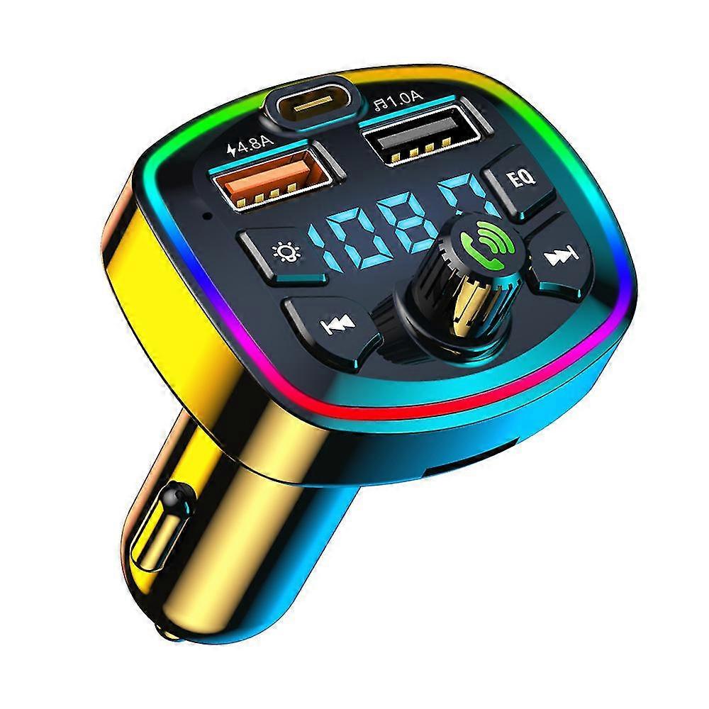 Car Bluetooth 5.0 Fm Transmitter Dual Usb Port Fast Pd Car Charger Radio Adapter