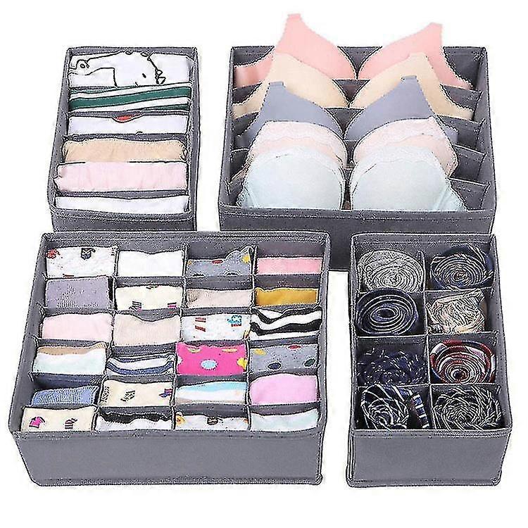 Simple Houseware Closet Underwear Organizer Drawer Divider 4 Set + 6 Set Drawer Divider Baskets Bins
