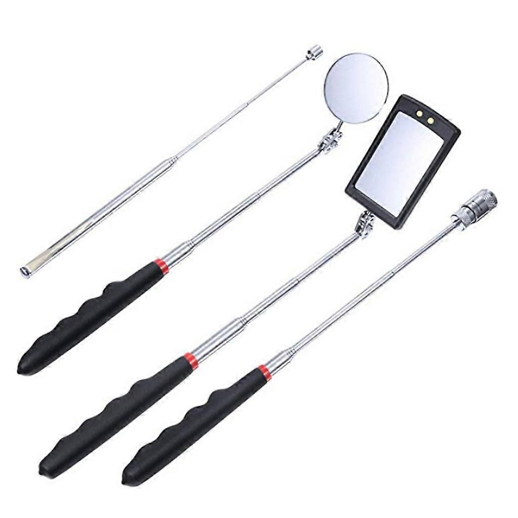 4x Magnetic Telescoping Pick-Up Tool Kit with 8lb/1lb Pick Up Rod Swivel Mirror