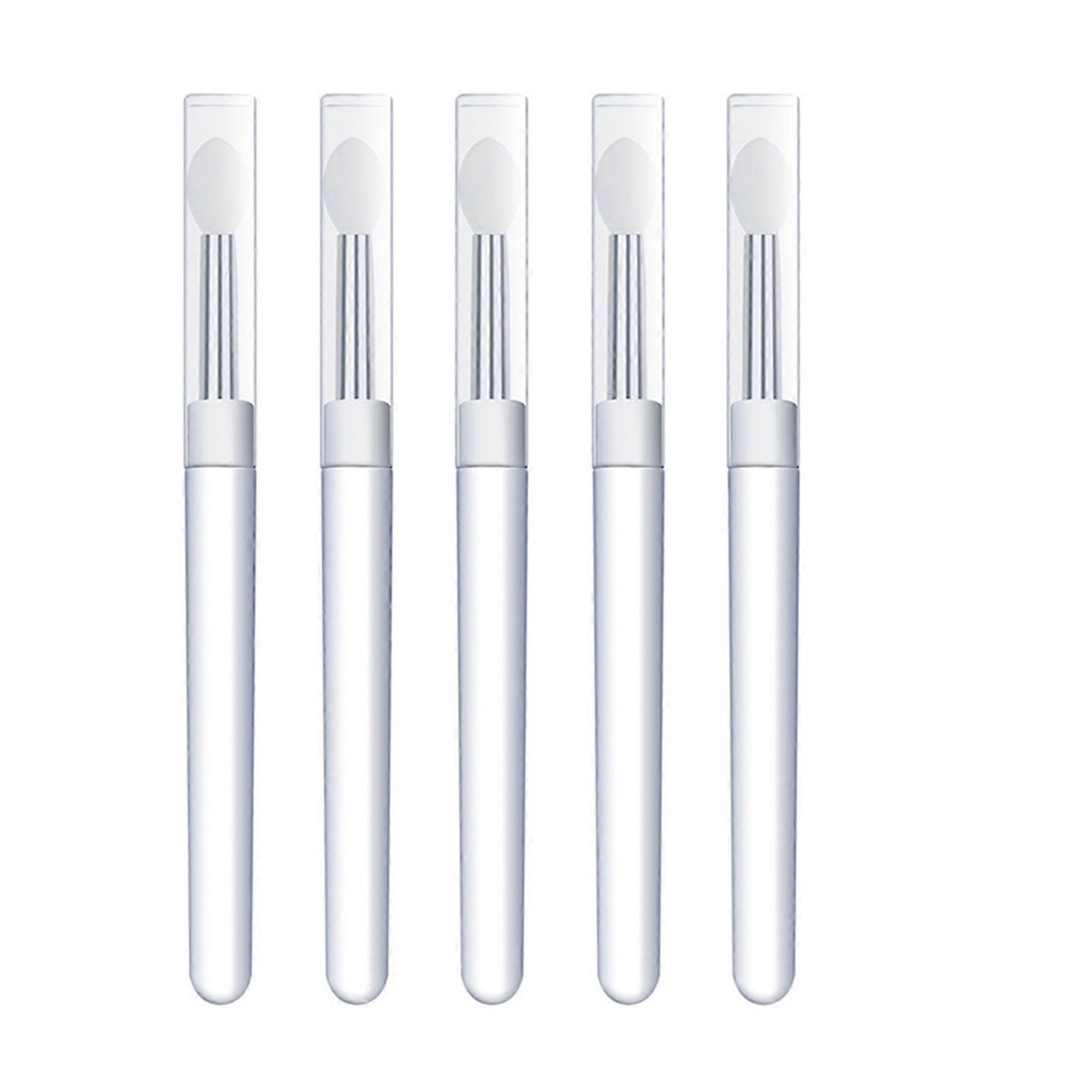 5Pcs Silicone Nail Art Brush Lint-free Mirror Powder Applicator Multifunctional Makeup Applicator Brush for Lipstick Eyeshadow Sequins Professional Na