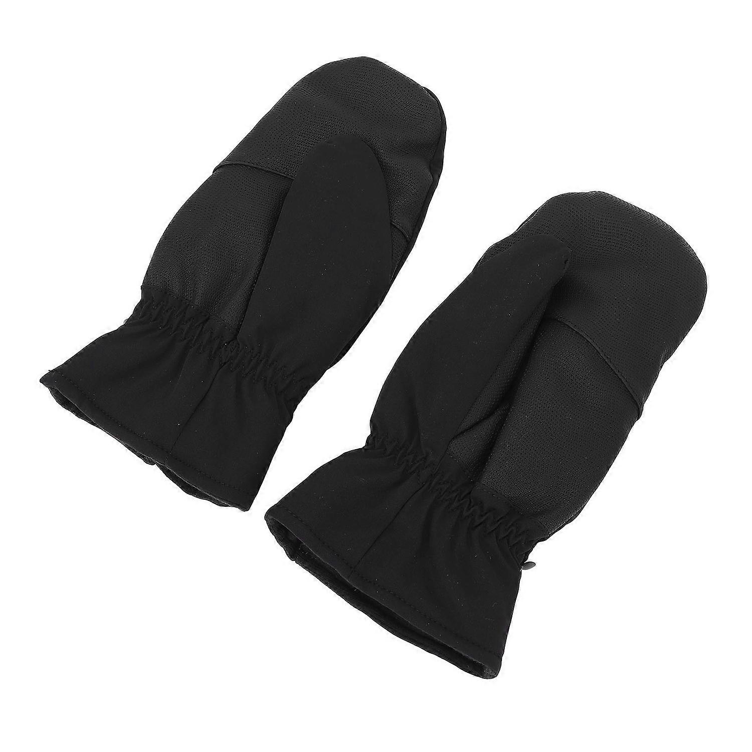 1 Pair Heated Gloves Digital Display 3 Temperatures Windproof Washable Plush Lining Winter Warm Mitt