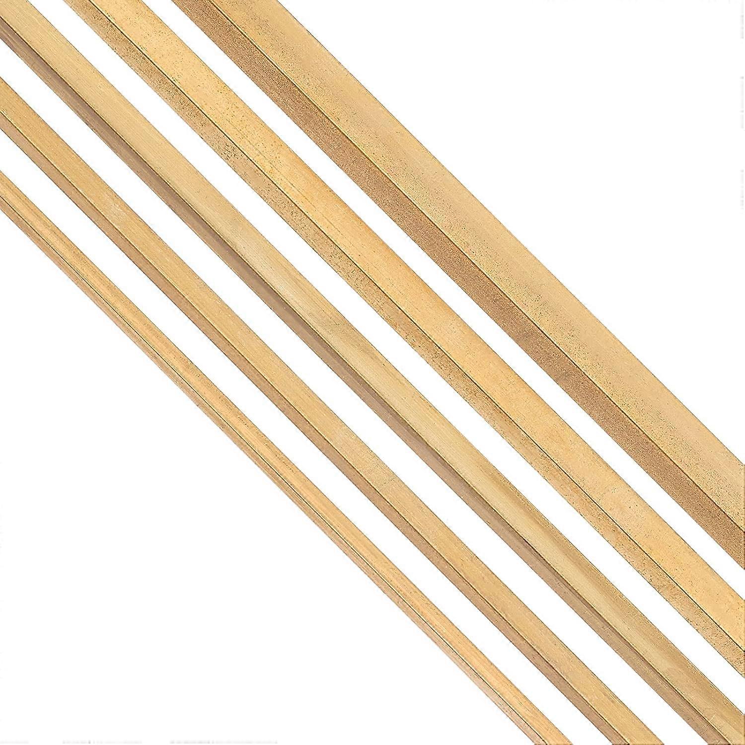 5PCS Brass Square Bar Stock 8" Long Solid Square Rods Stock 1/3" 1/4" 1/5" 1/6" 1/8" for DIY Crafts Framing and Home Decoration