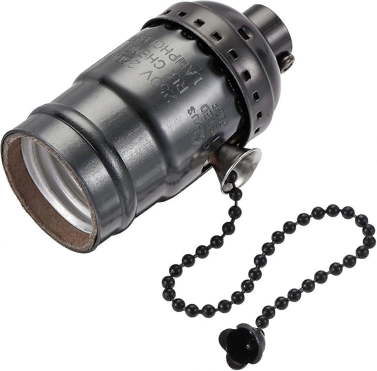 Douille de lampe E26/e27, ampoule suspendue Ul à vis filetée 1/8ip avec interrupteur à chaîne à tirette, noir lot de 2 XXF