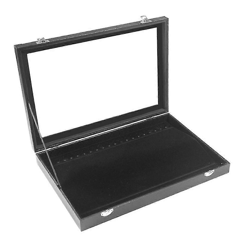 Jewelry Display Stackable Glass Top Lockable Black Velvet Case