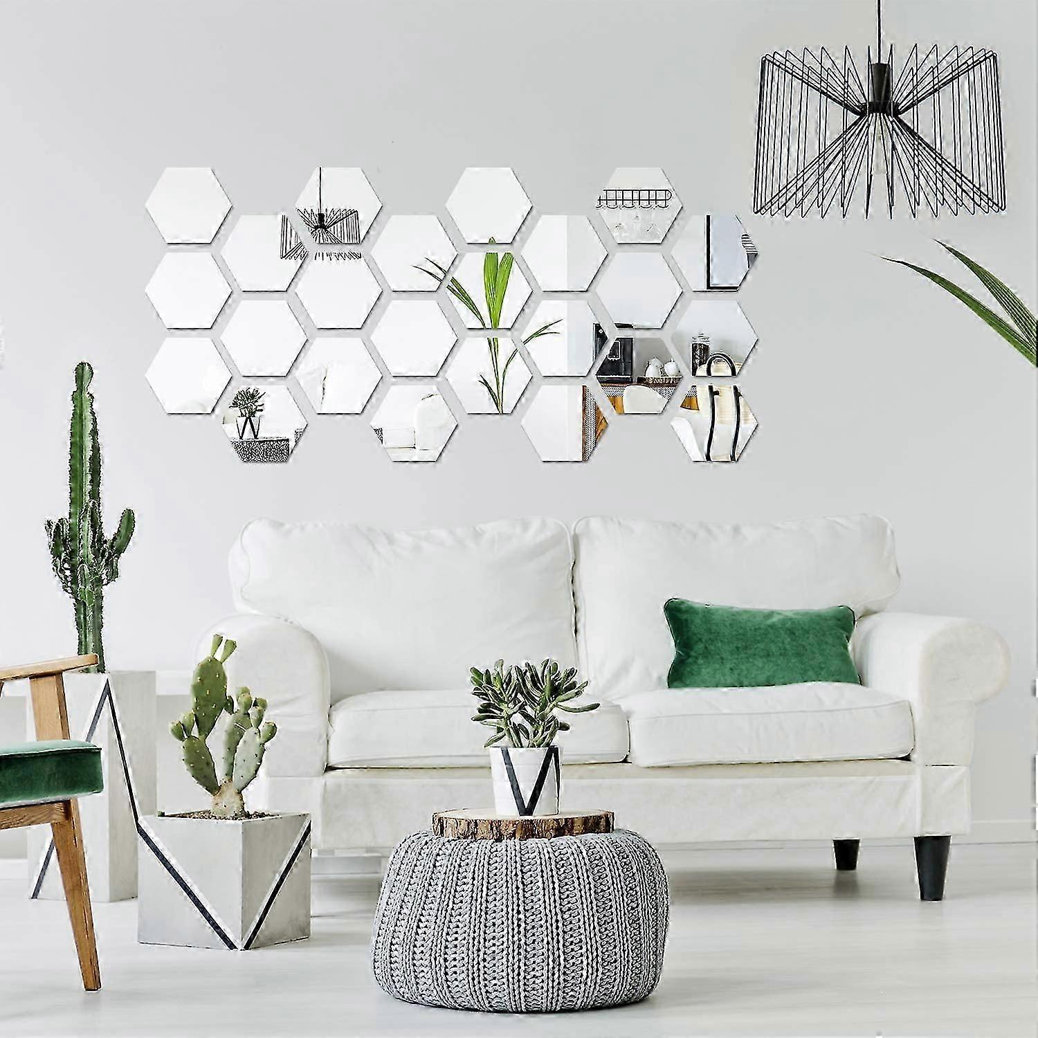 32 Pack Removable Hexagon Acrylic Mirror Setting Wall Stickers Decal For Home
