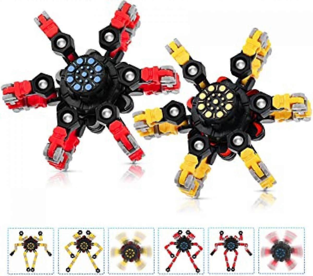 2pcs Fingertip Spin Top Toy,Fingertip Gyro Finger Hand Spinner Toy Spinning Top Focus Toy with Transformable Chain Mechanical Spiral Twister Stress Re
