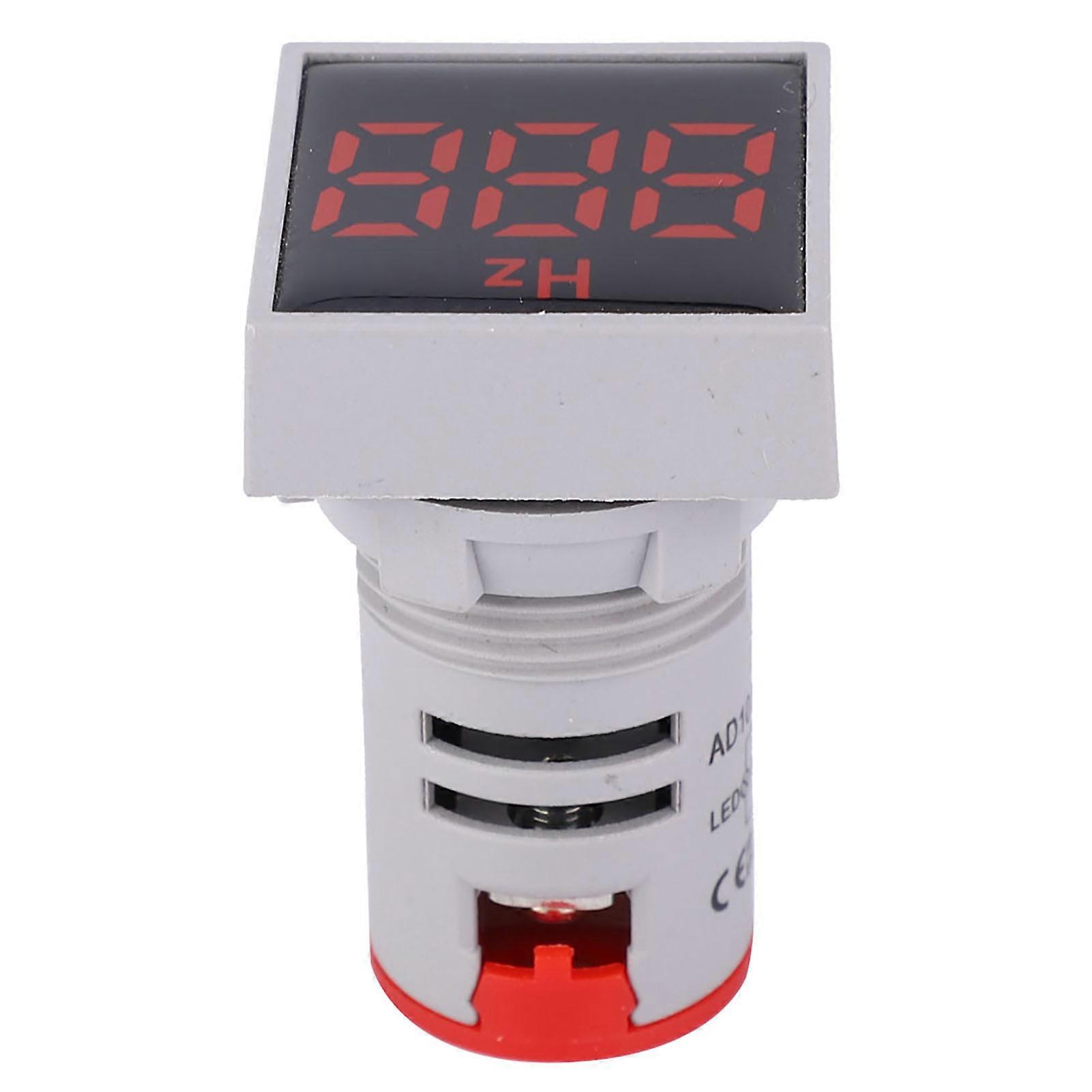 Square Digital Display LED Indication Light AC100~380V 20~75Hz Frequency Measuring(Red)