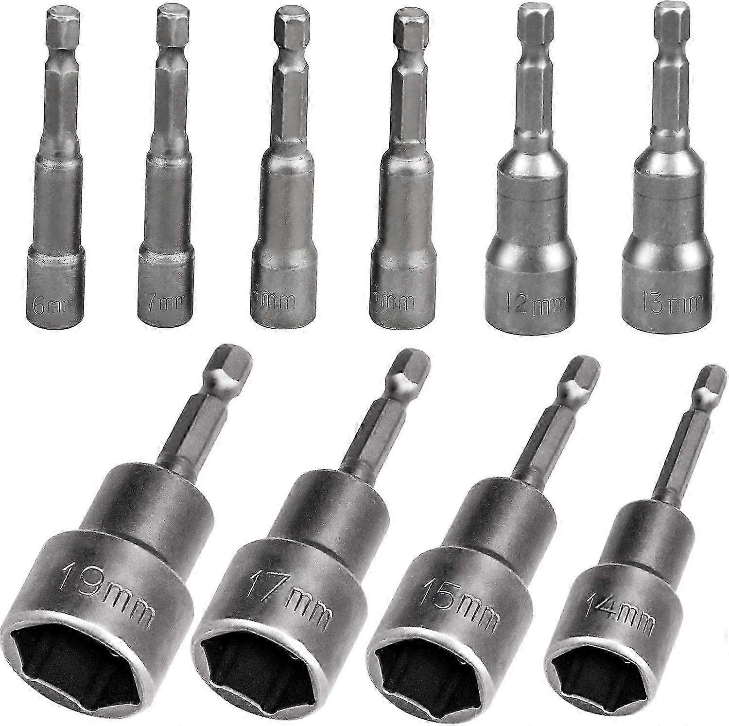 10 Pcs Hexagonal Magnetic Socket, 6-19mm Magnetic Socket Wrenches Hexagonal Pilot Nut Setter