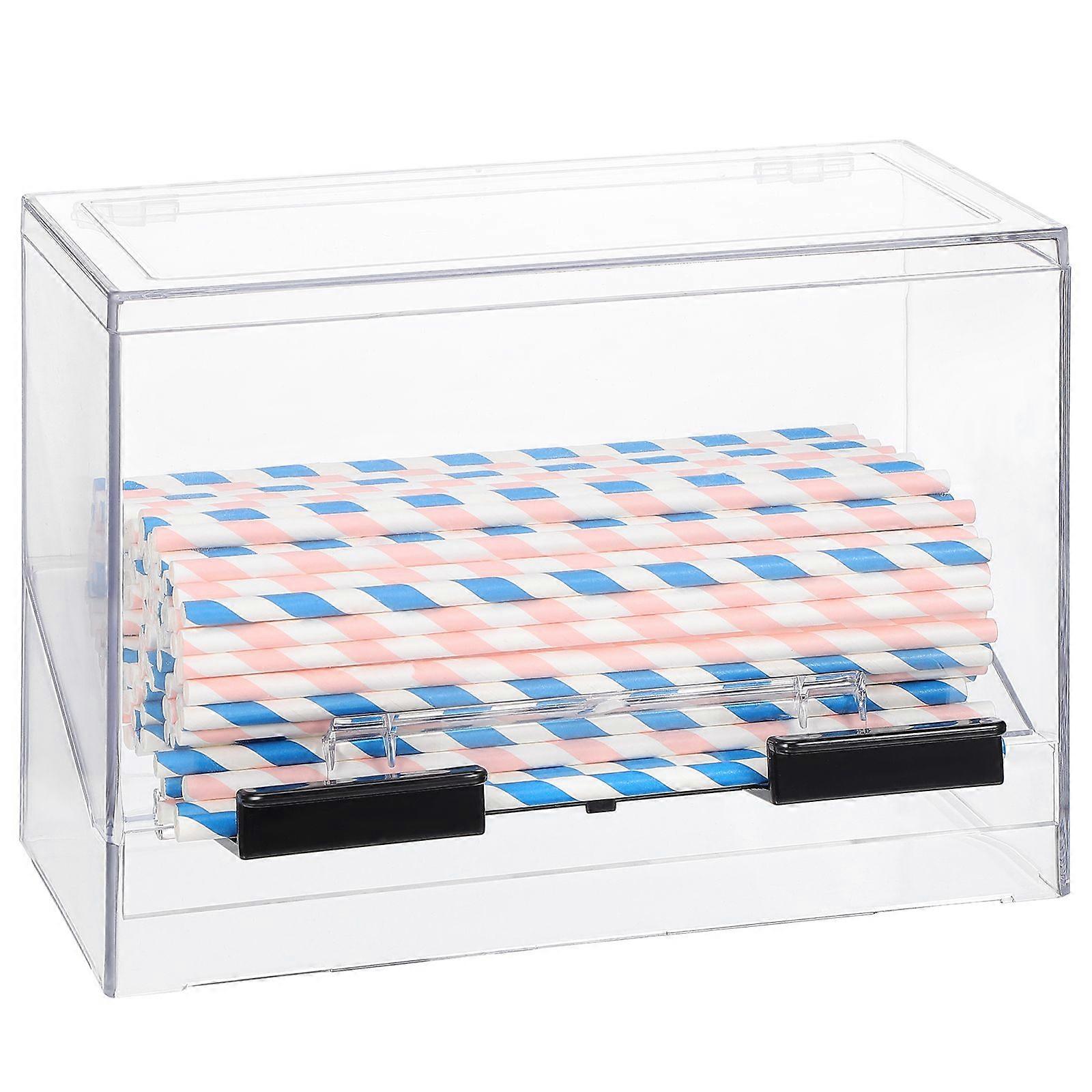 Clear Straw Dispenser Bulk Acrylic Drinking Straw Box Straw Storage Case