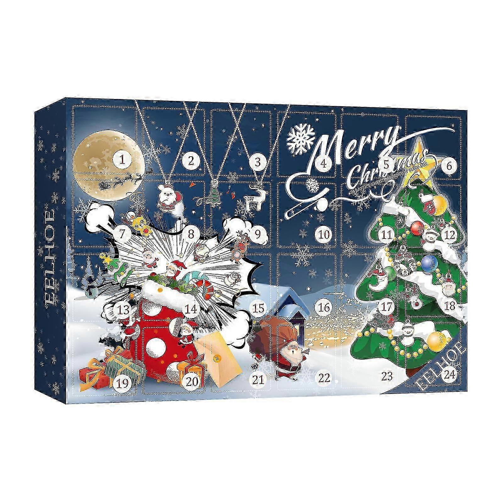 من عيد الميلاد عيد الحب أعمى مربع 24 العد التنازلي قلادة عيد الميلاد إكسسوارات صغيرة قلادة مفاجأة هدية مربع