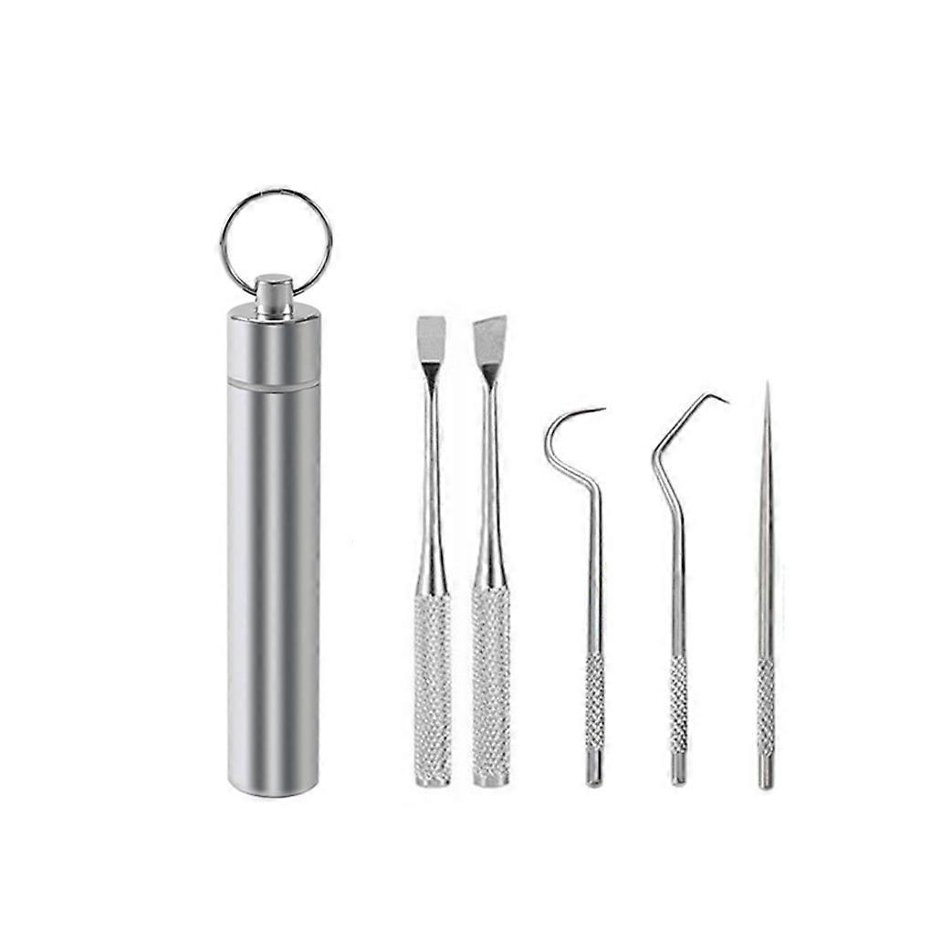 2 Set Metal Portable Toothpick Tube Oral Cleaning Tooth Flossing Artifact Outdoor Travel Multifunctional Tooth Cleaning Tool Kit