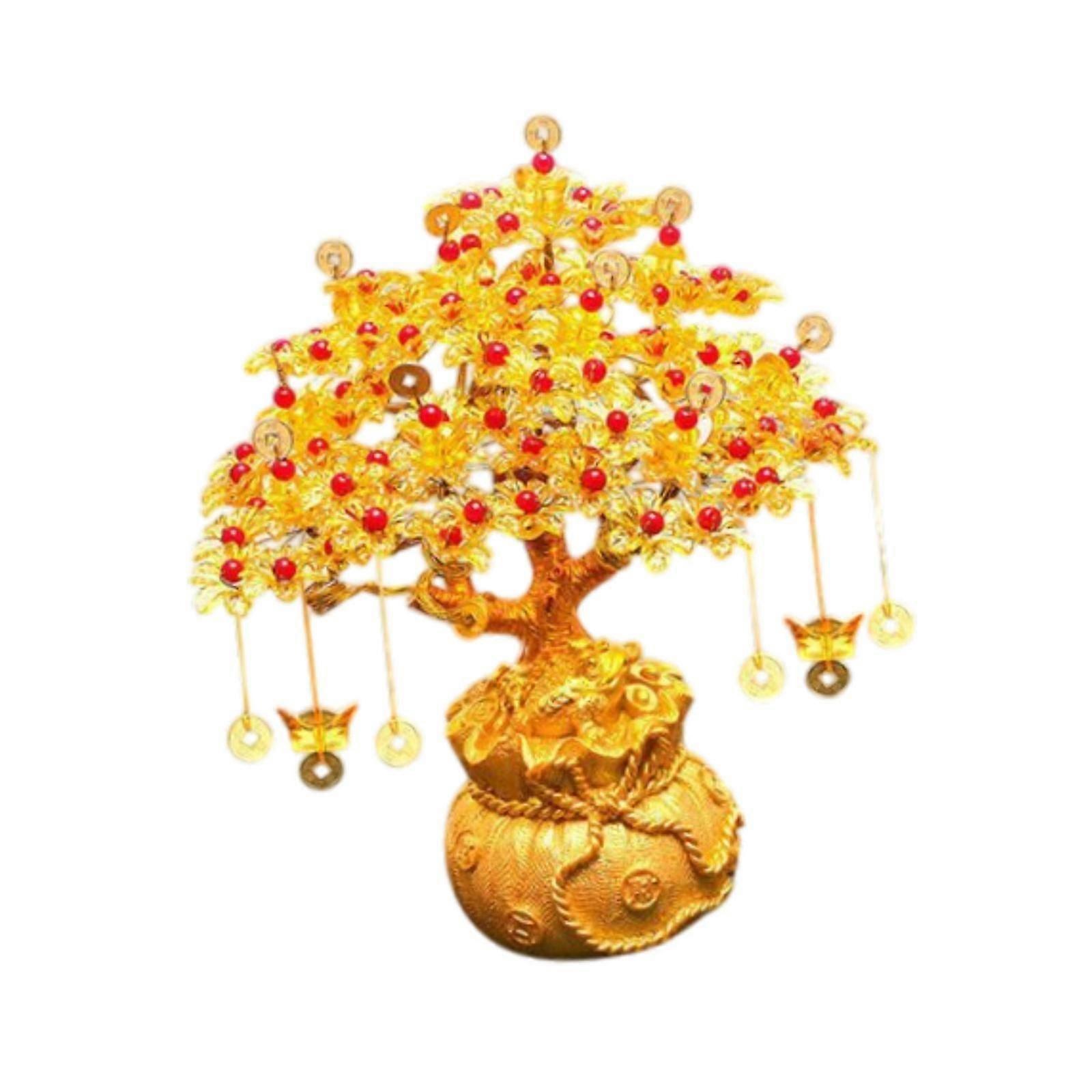 Feng Shui Money Tree DIY Handmade Kit Artwork for Tabletop Living Room Shelf Height 16.8cm Style A