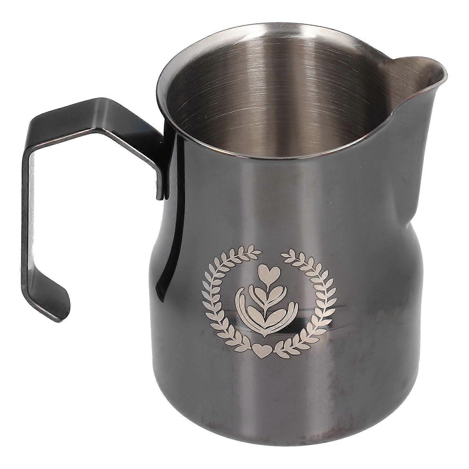 Milk Frother 304 Stainless Steel 500ml Coffee Cup for Home and Office Use Ruthenium Finish