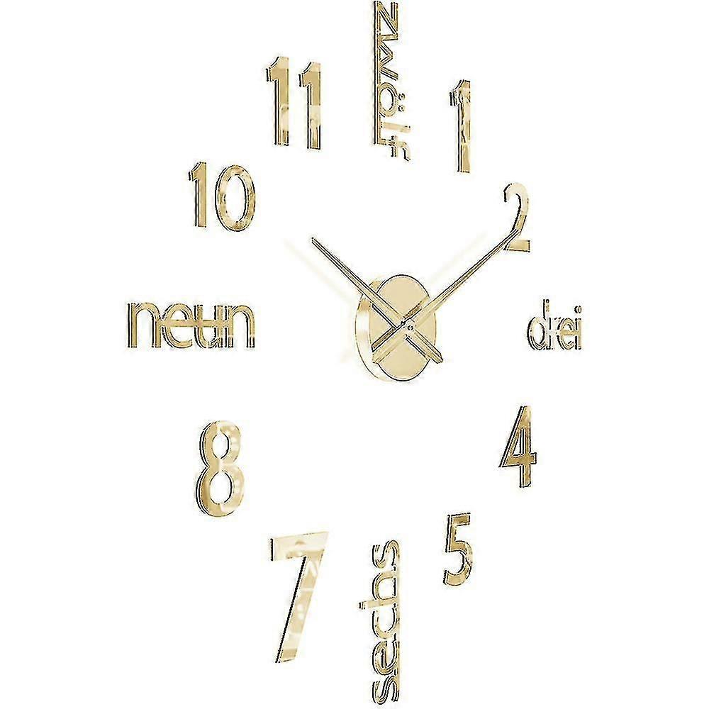 Elegant Large Diy Frameless 3d Mirror Surface Effect Wall Clock