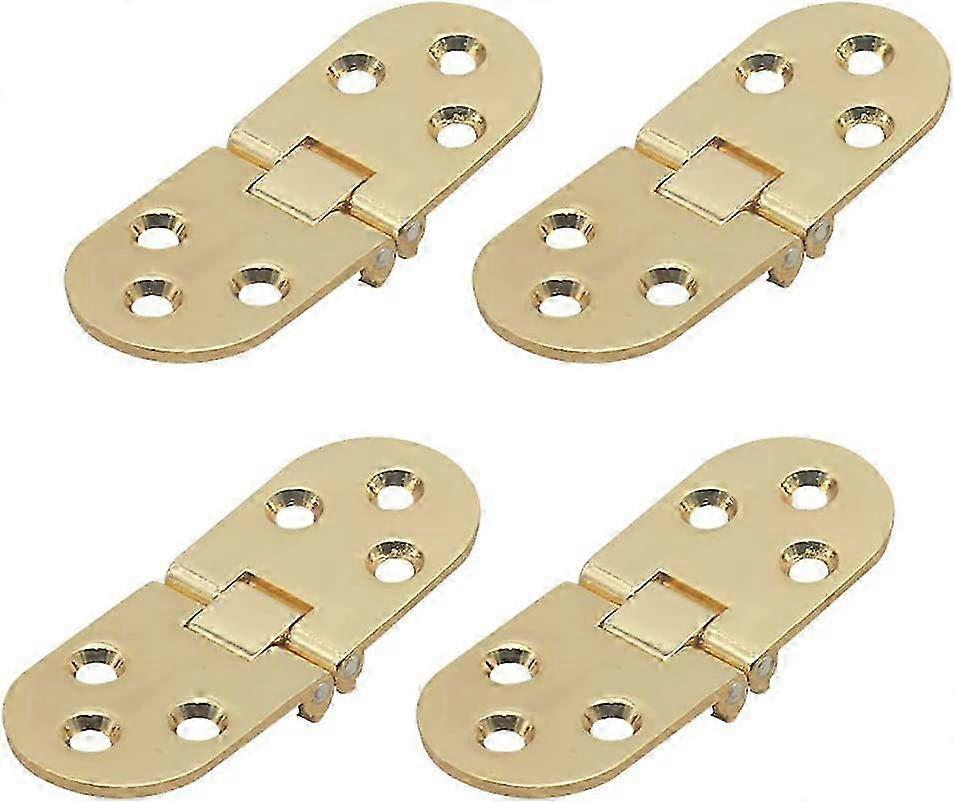 4Pcs Folding Table Hinges,Zinc Metal Round Edge Sewing Machine Furniture Flip Shelf Hinge(Gold)