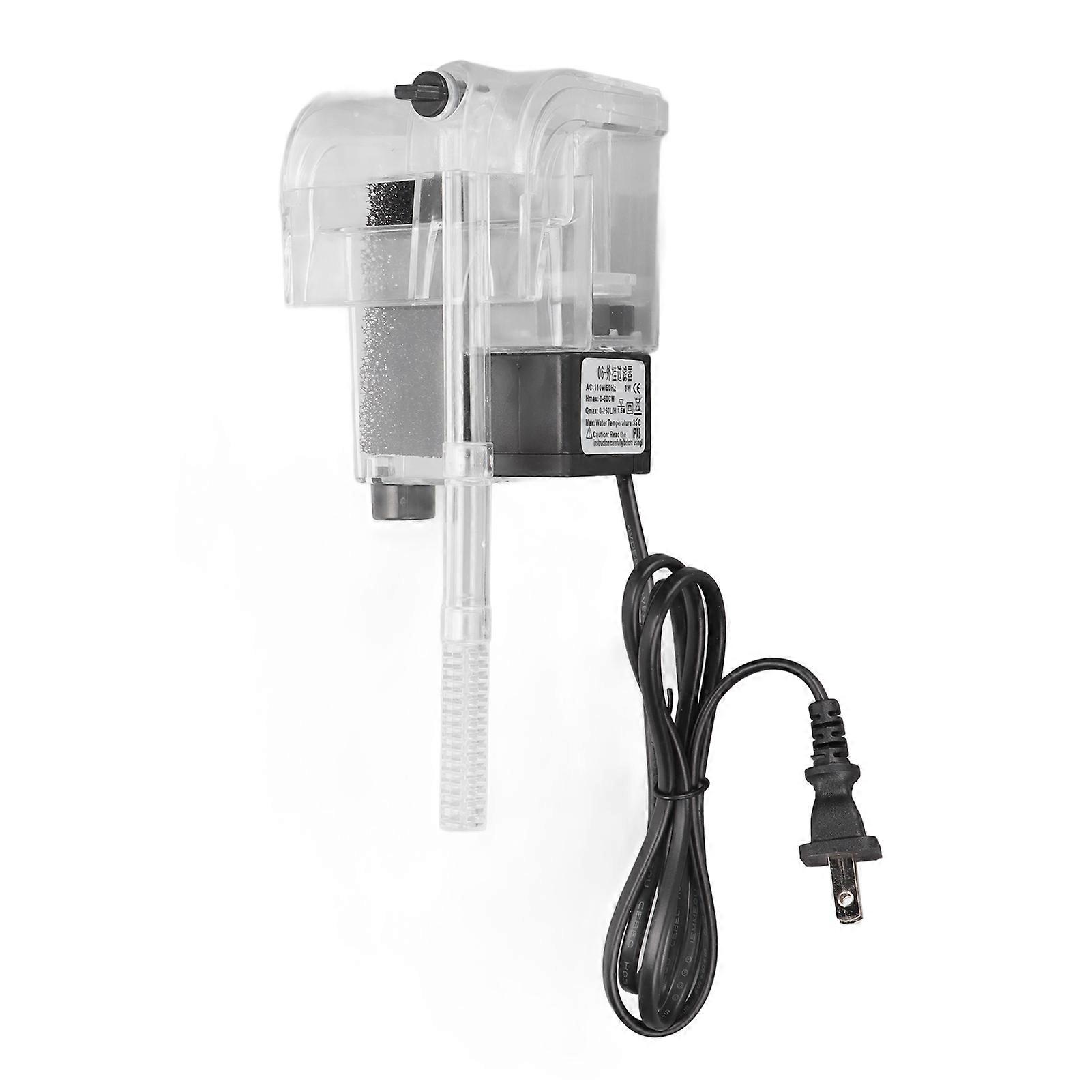 Fish Tank Filter Self Cleaning Adjustable Waterfall Hanging Filter 110V for Aquariums Up to 50 Gallons