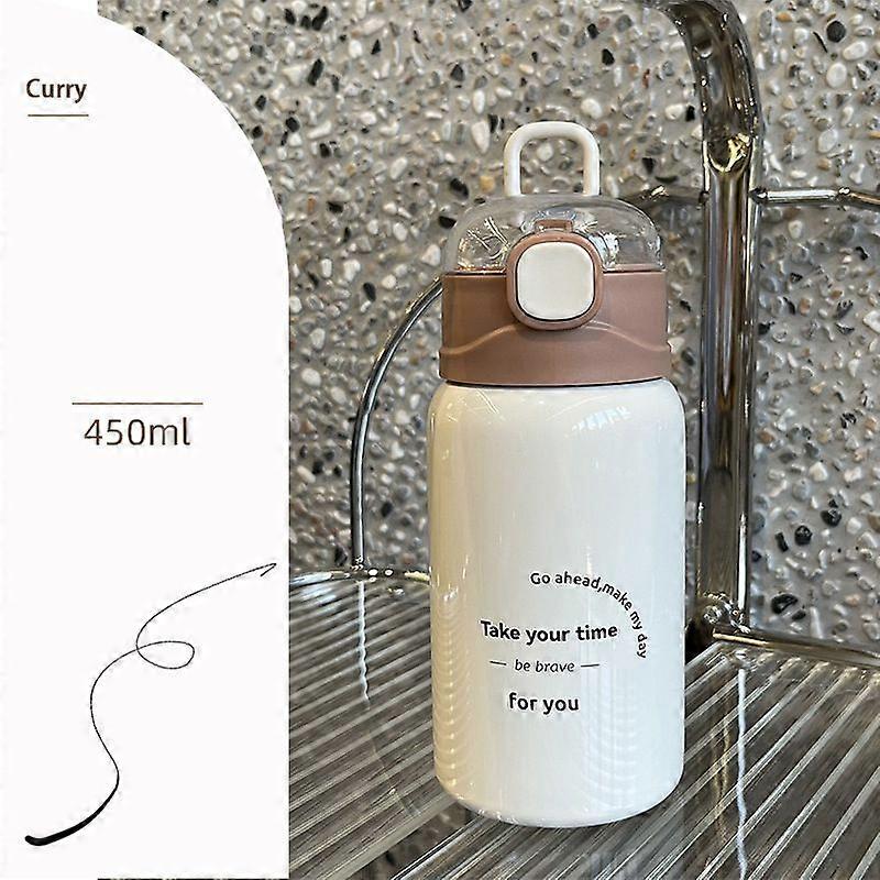 Insulated Water Bottle,15oz Stainless Steel Thermo,Double Wall Vacuum Water Bottle-Coffee Colour