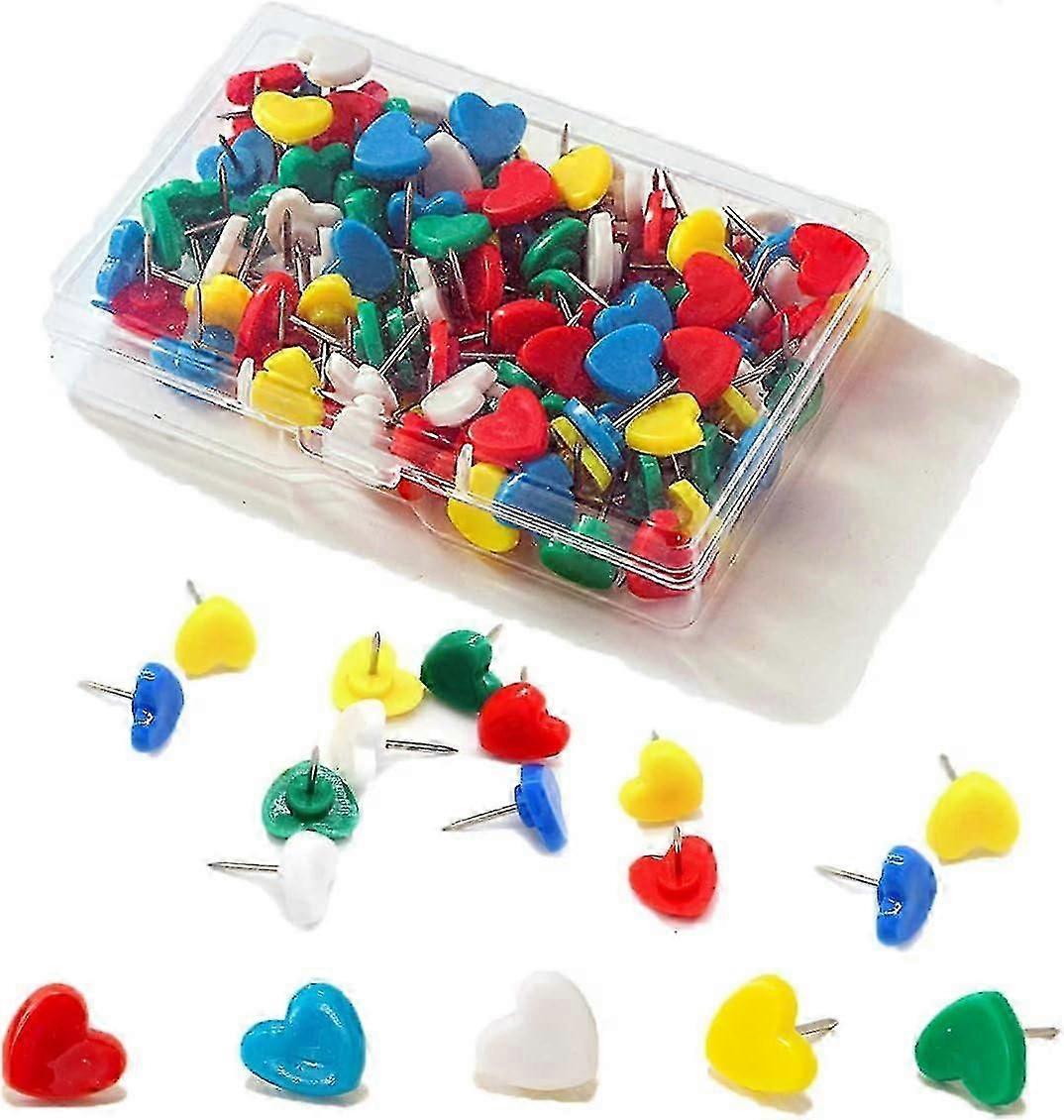 دبابيس دفع القلب الملونة ، مسامير الإبهام البلاستيكية ، دبابيس رسم الخريطة ، دبابيس دفع لطيفة (100 قطعة)