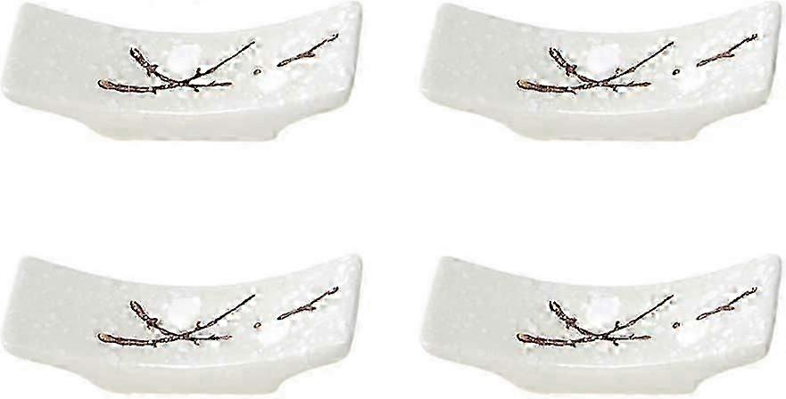 4PCS Plum Blossom Printing Ceramic Chopsticks Stand Rest Rack Spoon Fork Knife Holder Set
