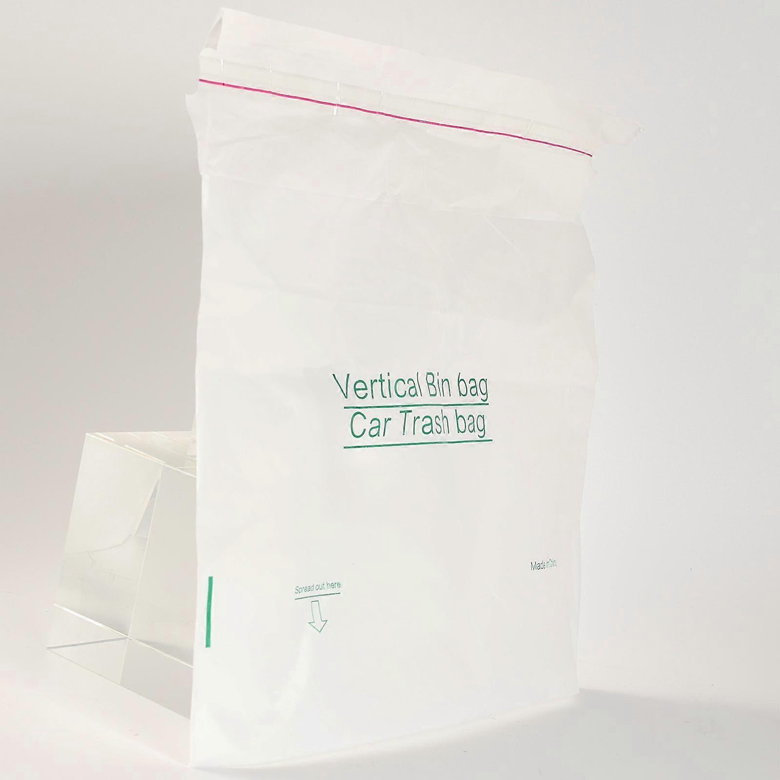 10PCS Easy Stick On Disposable Car Trash Bag Vomit Rubbish Garbage Bag Storage Self Adhesive PE PP Polyethylene White Universal