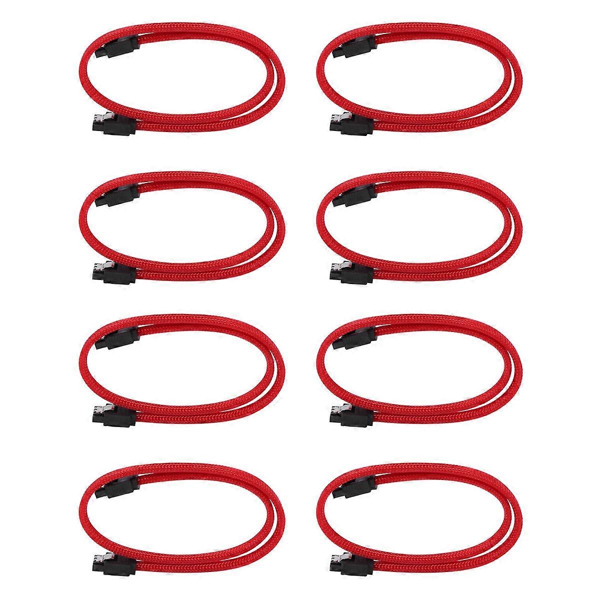 8pcs 50CM SATA 3.0 III SATA3 7pin Data Cable 6Gb/S SSD Cables HDD Hard Disk Data Cord (Red)