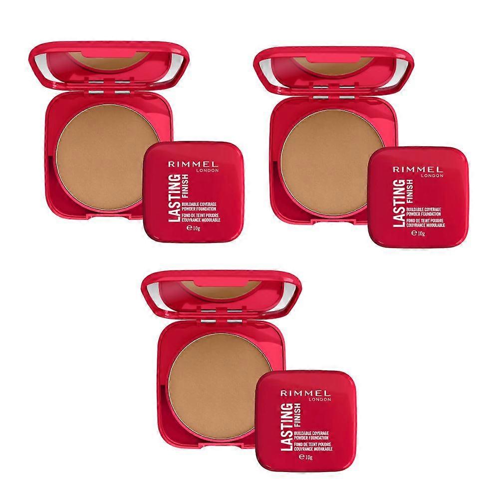 3 x Rimmel London Lasting Finish Buildable Coverage Powder Foundation 10g - 008 Soft Beige