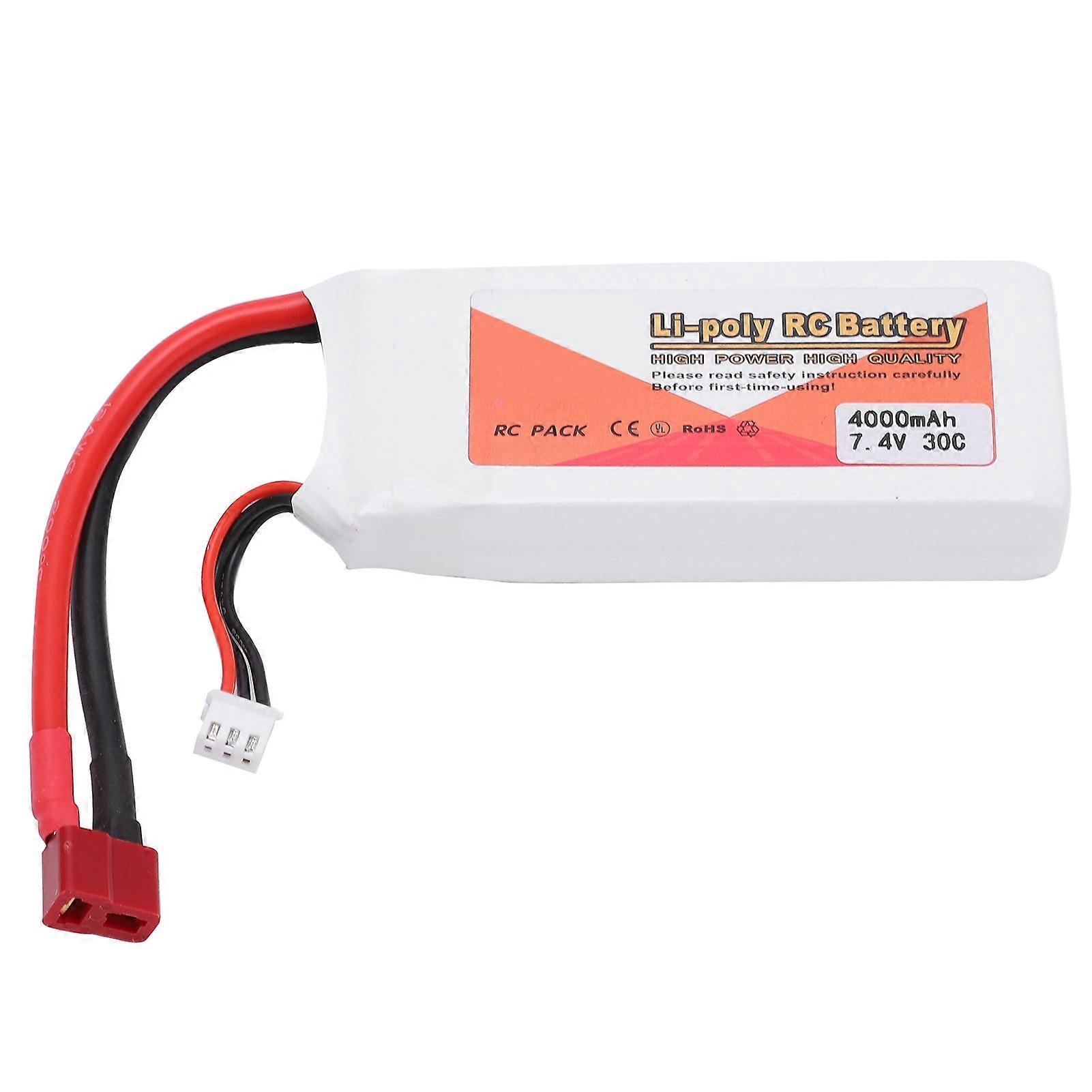 4000mah 7.4V 30C RC Car T Plug Chargeable Lithium Battery Durable Lipo Batteries
