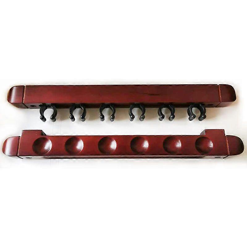 6 Pool Cue Rack, Wood Billiard Cue Rack Wall Mounted Pool Cue