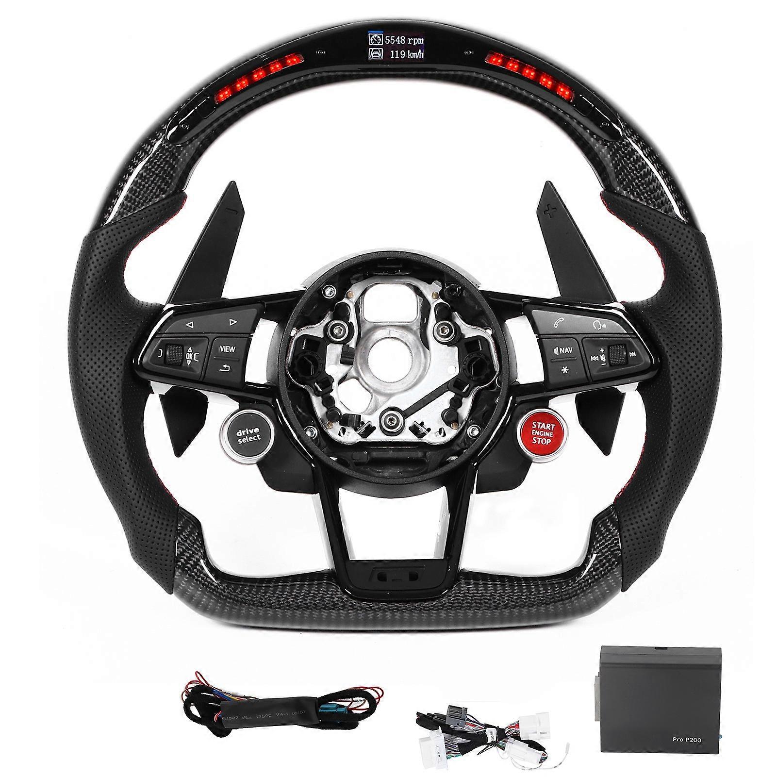 Carbon Fiber LED Display Shift Lights Steering Wheel Replacement for RS3 RS4 RS5 RS6 RS7 TT R8 2010-2021