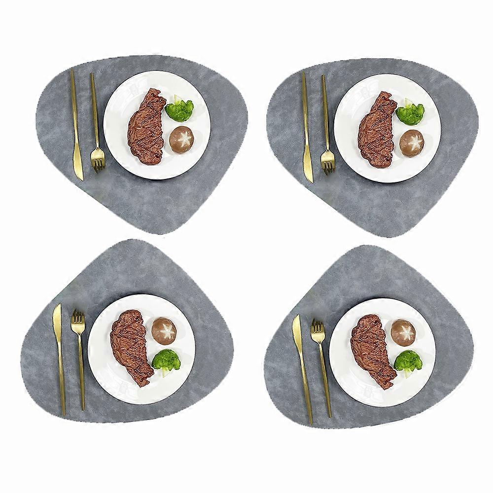 4 Stück Wassertropfen Leder Tischsets - Sternengrau + Dunkelgrau