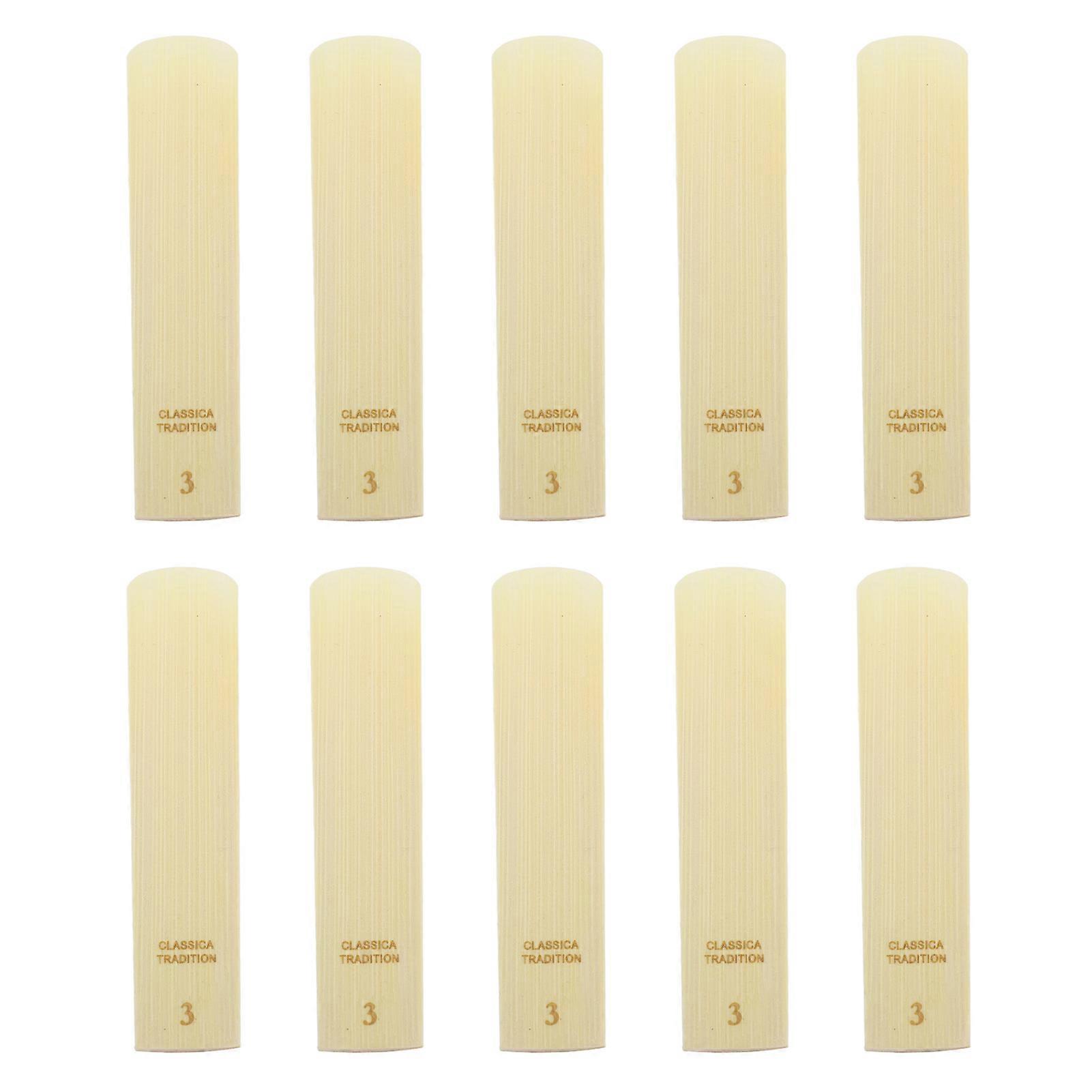 10Pcs Tenor Saxophone Reeds Set Bb Key Sax Replacement Parts Accessories Non Deform with Plastic Box 3.0 Hardness