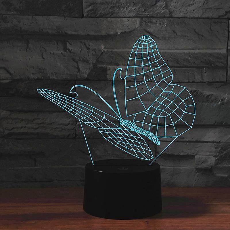 Butterfly Shape 3D Colorful LED Vision Light Table Lamp, 16 Colors Remote Control Version