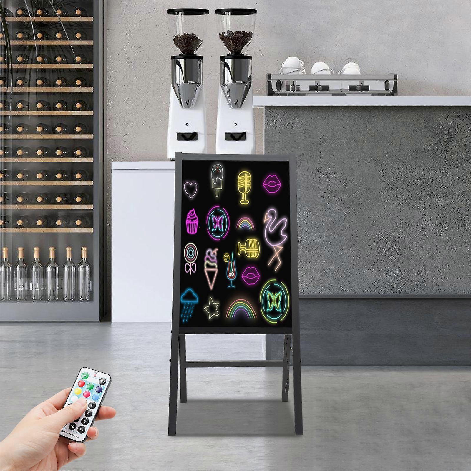 LED Message Board with Remote Control, 15.75x23.62 Inch Writing Surface, 7 Light Colors, 11 Flashing Modes, , Easy to Clean