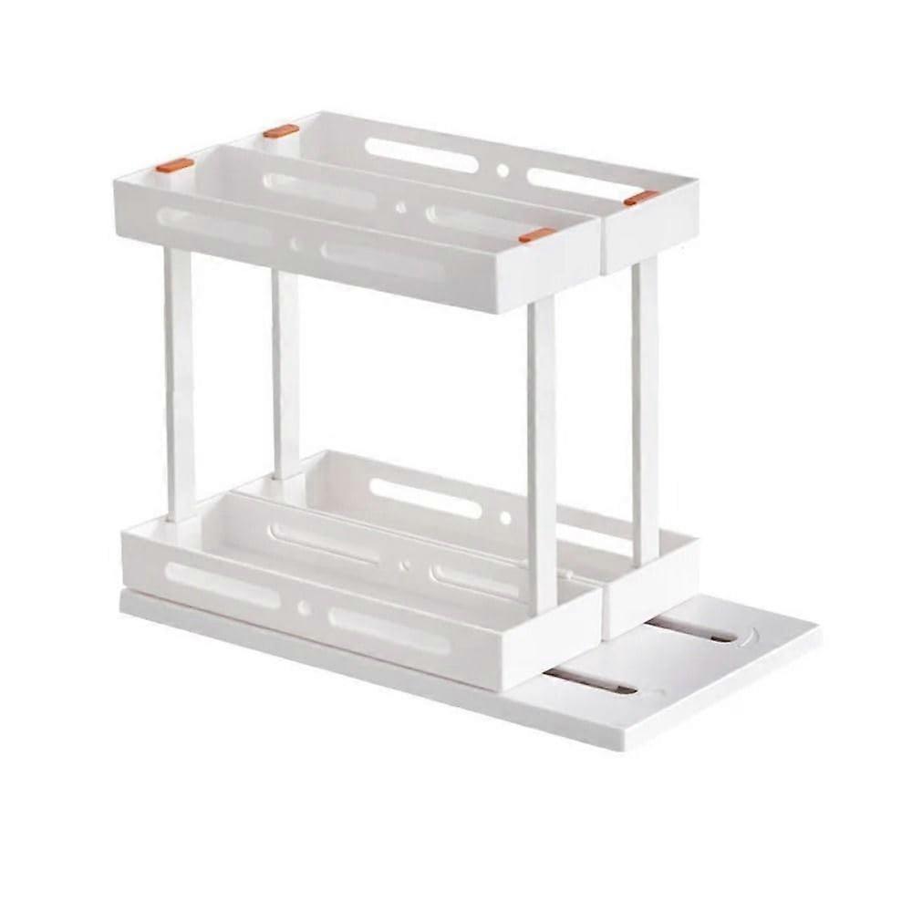 Spice Storage Rack,Rotating Spice Rack,2 DoubleDecker Spice Shelves,Pull Out Spice Stand,Salt Bottle Holder(Elevate 2 Layer,White)