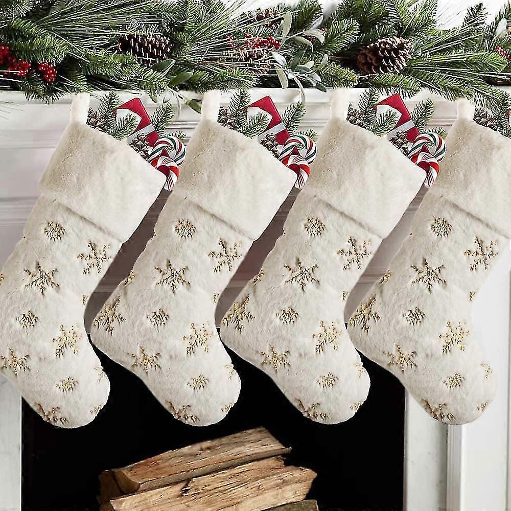 Bas de Noël 4 Pack 19 pouces, Grand bas de Noël en fausse fourrure
