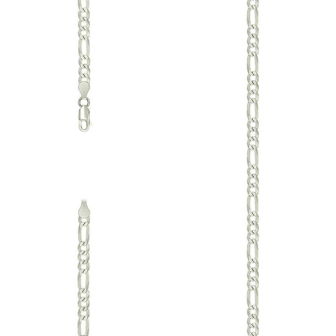 925スターリングシルバーパヴェスーパーフラットフィガロチェーン-シルバー4.5mmブレスレットリンク-女性と男性のためのブレスレット-長さ:7〜8