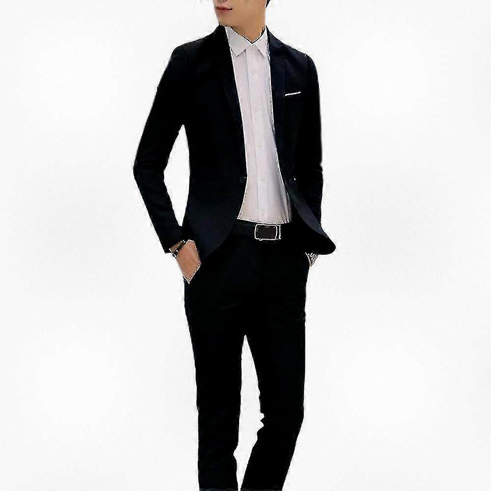 Men's Formal 2-Piece Tuxedo Suit Set with Blazer Jacket and Trousers for Business Occasions